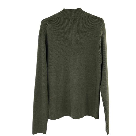 Peter Millar Mens Green Extra Fine Merino Wool Ribbed Half-Zip Sweater Large - Picture 2 of 7